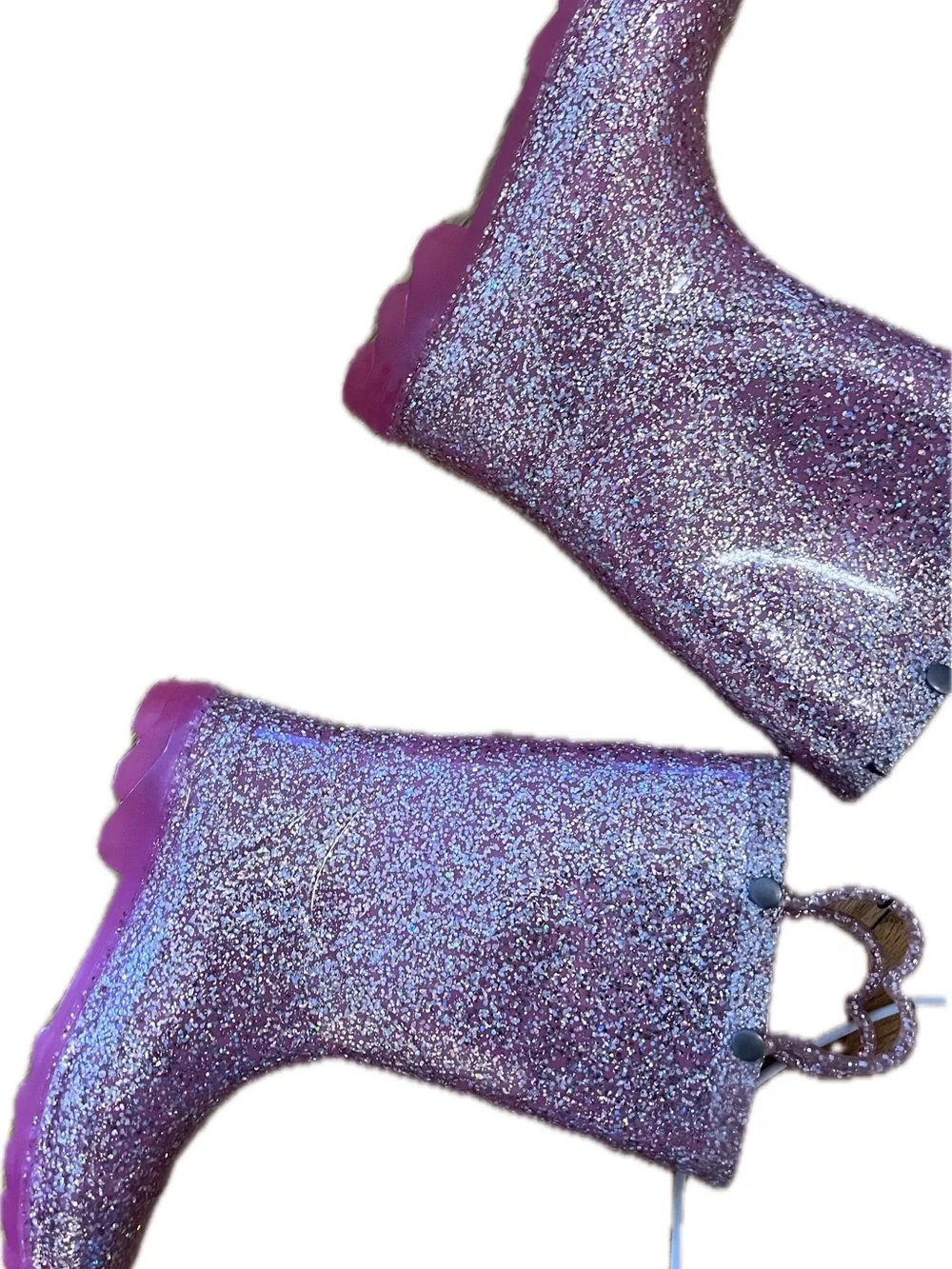 Girls' Glitter Pink Rain & Snow Boots with Heart Handles